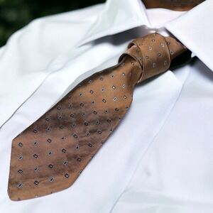 Vintage Brooks Brothers 346 Tie Chocolate Brown Blue Pure Silk USA Made